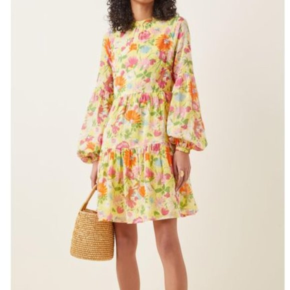 Banjanan Peony Mini Dress in Buttercup 